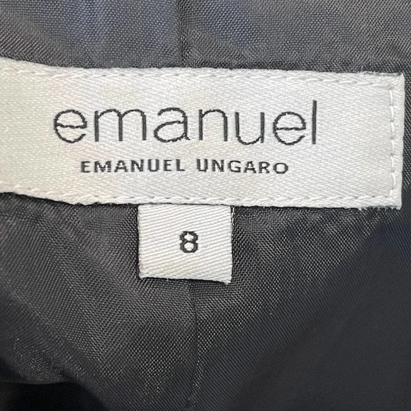 Emanuel Ungaro Leather Flat Front Skirt Side Zipper Black Women's Size 8 NWOT